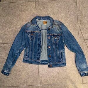 American Eagle Studded Embellished Jean Denim Jacket S Small